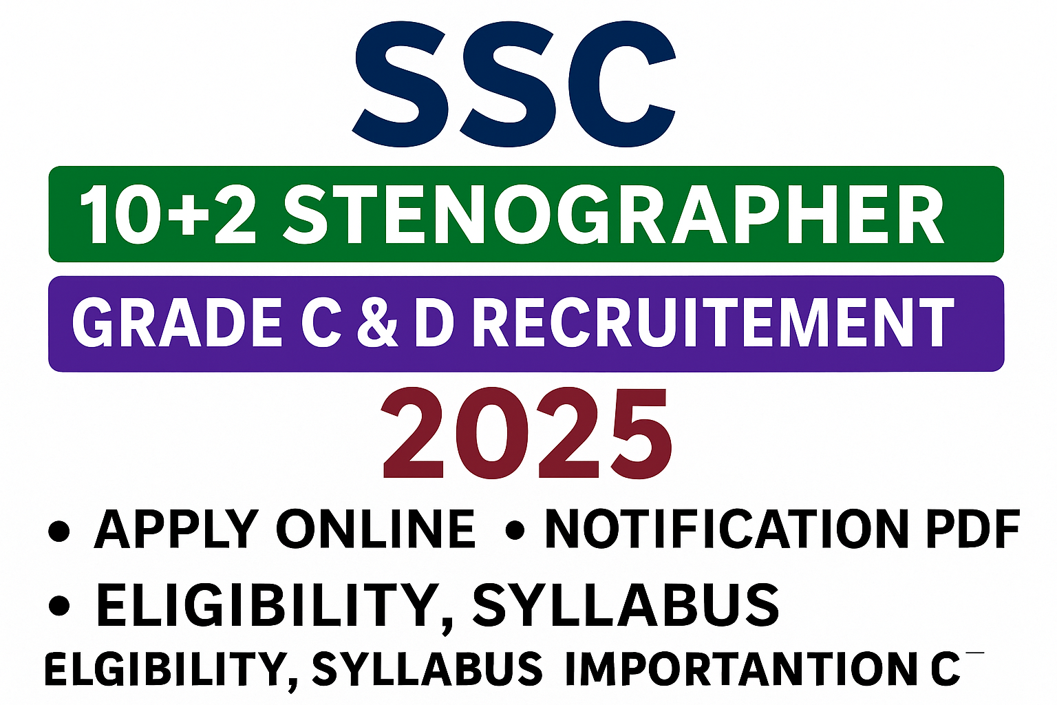 SSC 10+2 Stenographer Grade C & D Recruitment 2025